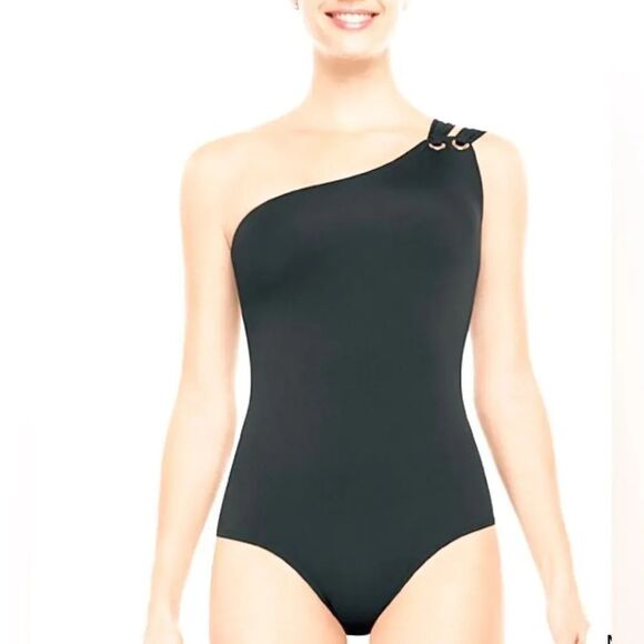 SPANX Other - NEW SPANX Golden Touch black one shoulder one piece swimsuit 10
